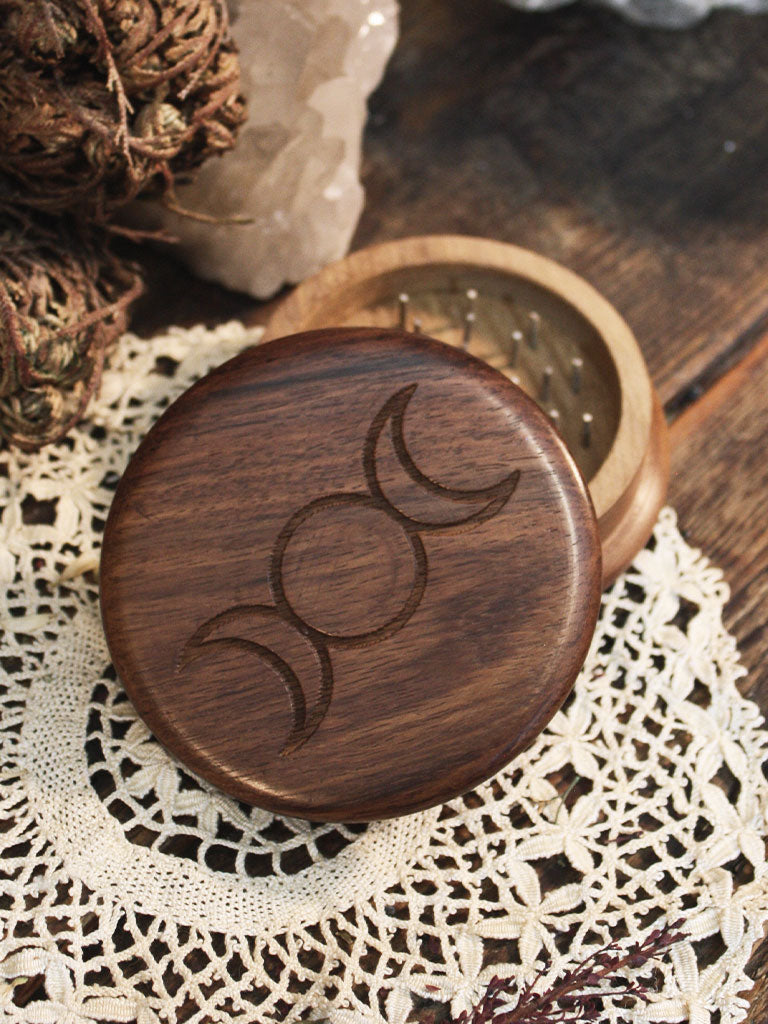 Carved Triple Moon Herb Grinder