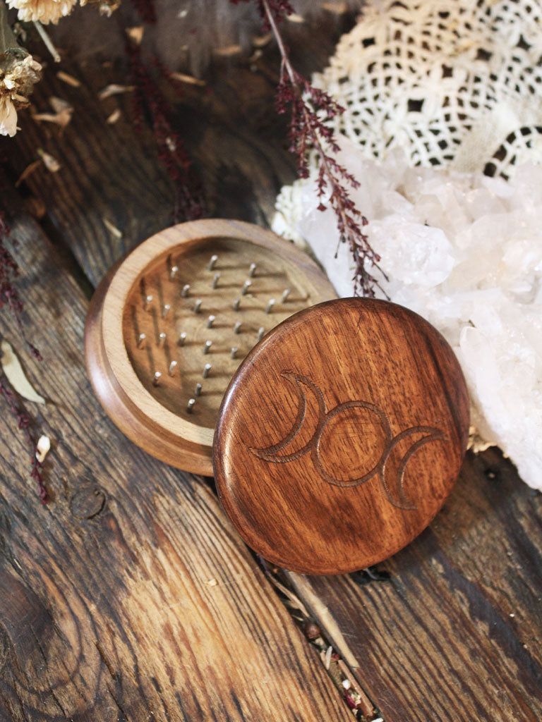 Carved Triple Moon Herb Grinder