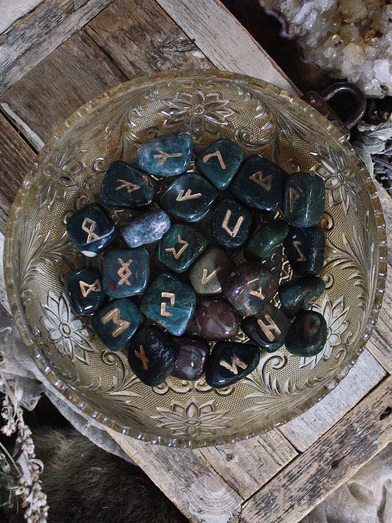 Moss Agate Rune Stones, Spiritual Stones, Rune Stone Symbols, Rune