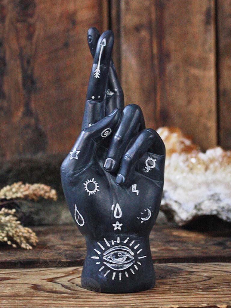 Cross Your Fingers Black Palmistry Hand