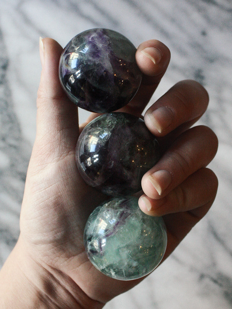 Rainbow Fluorite Spheres