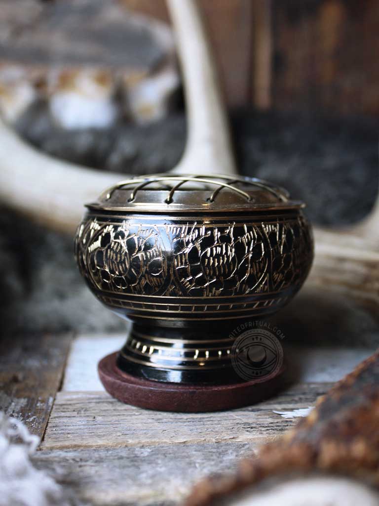 Etched Brass Incense Burner + Coaster