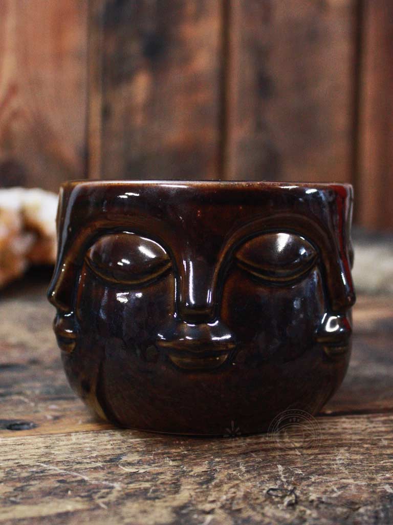 Glazed Multi-Face Ceramic Pot