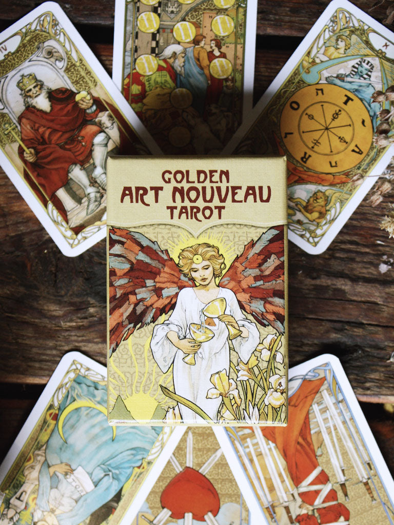 Golden Art Nouveau Mini Tarot Deck