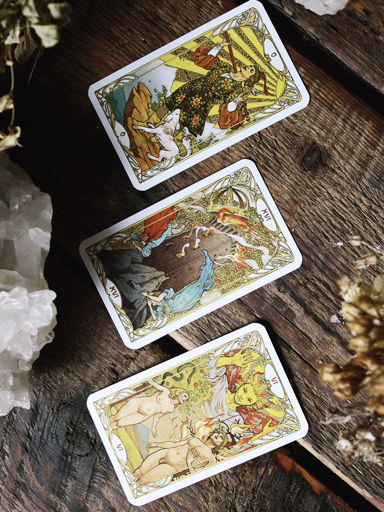 Golden Art Nouveau Mini Tarot Deck