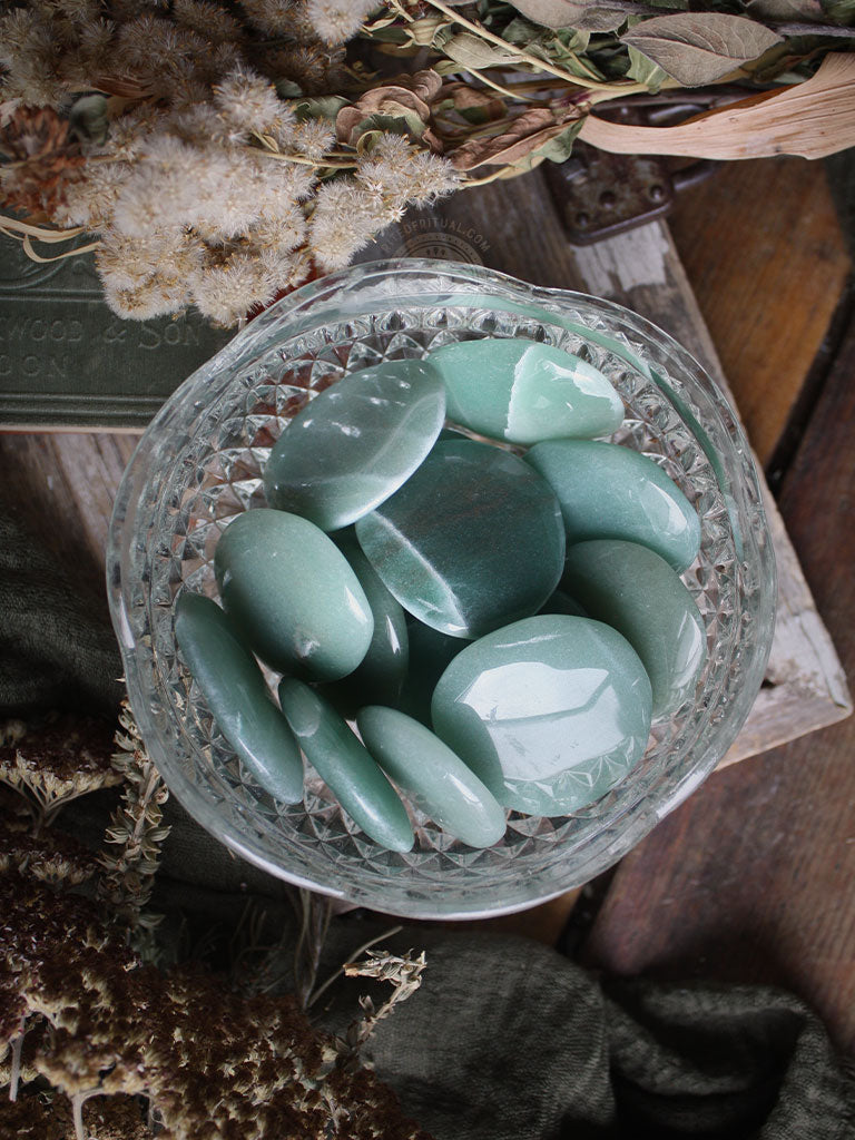 Green Aventurine Palm & Worry Stones