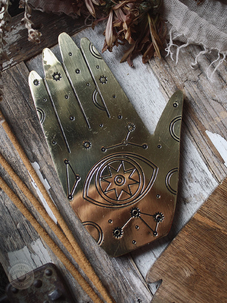 Healing Hand Brass Incense Holder