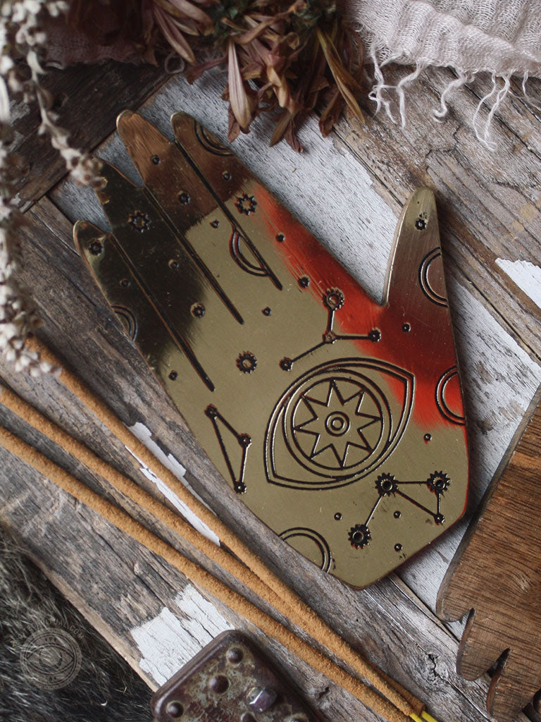 Healing Hand Brass Incense Holder