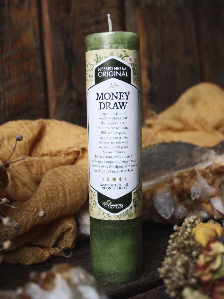 Blessed Herbal Spell Candle - Money Draw