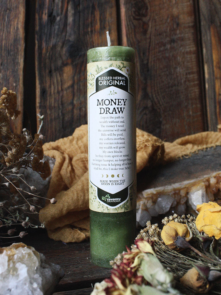 Blessed Herbal Spell Candle - Money Draw