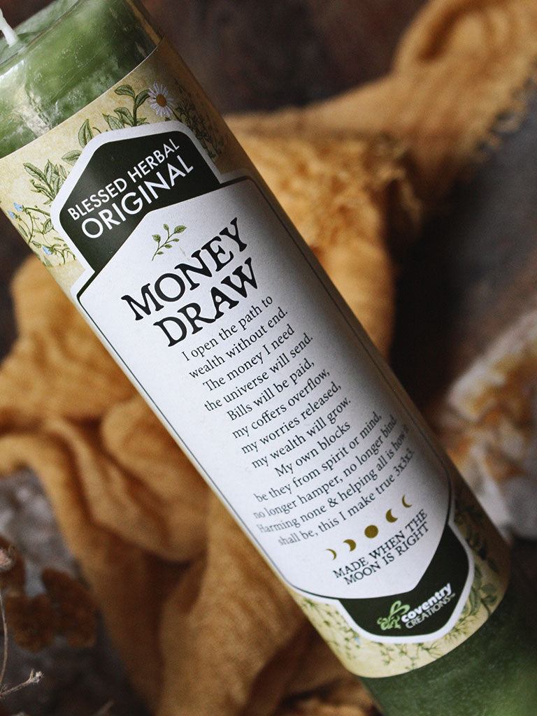 Blessed Herbal Spell Candle - Money Draw