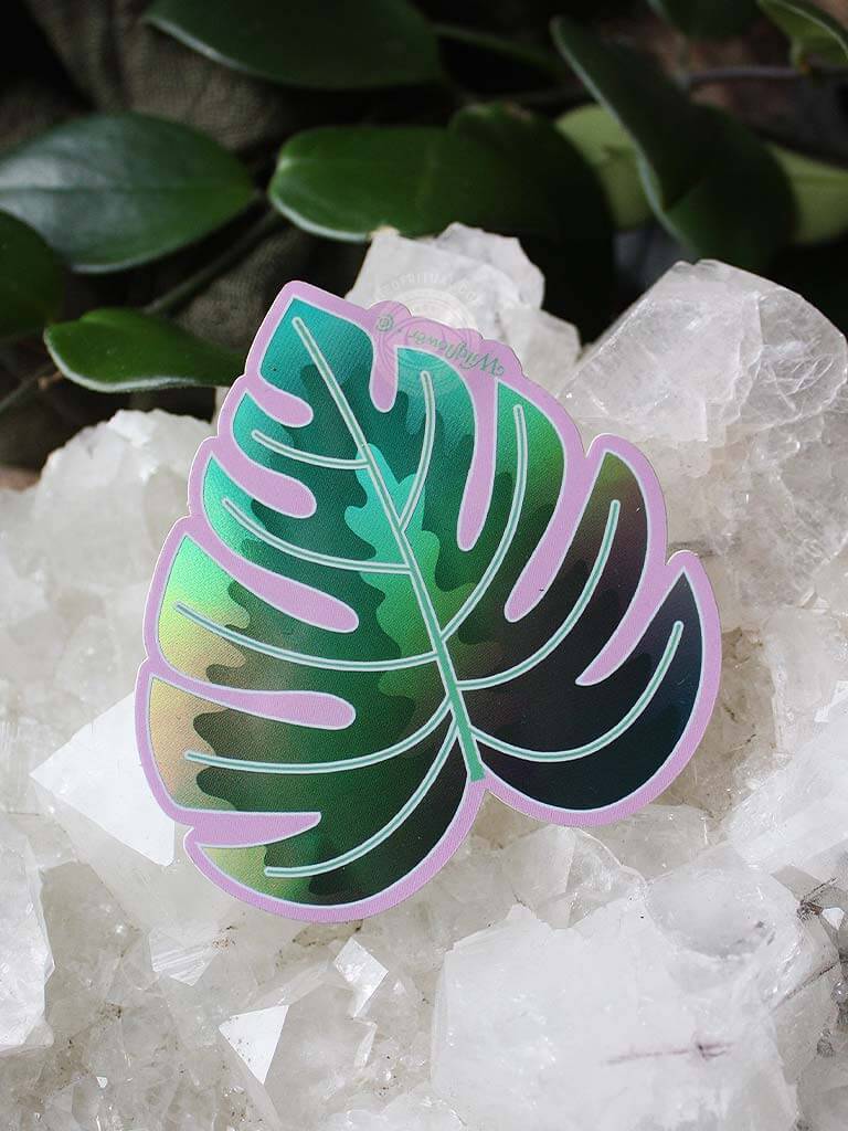 Holographic Monstera Leaf Sticker