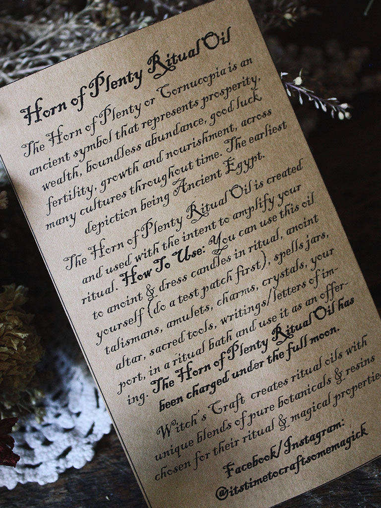 Witch's Craft Horn of Plenty Ritual Oil
