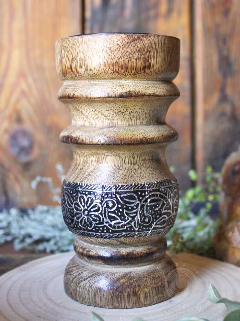 Large Wood and Brass incense burner