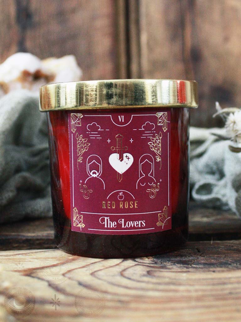 Lovers Tarot Red Rose Scented Candle