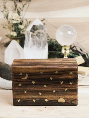 Moon and Stars Brass Inlay Box