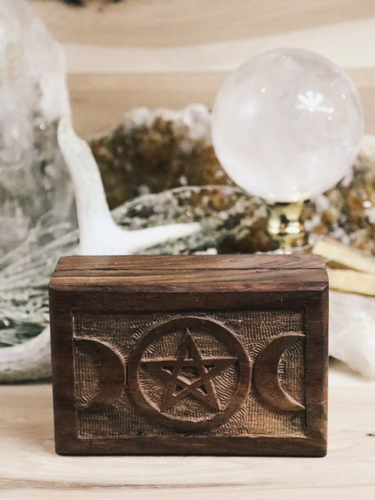Triple Moon Wooden Box