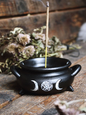 Moon + Pentacle Cauldron Incense Burner