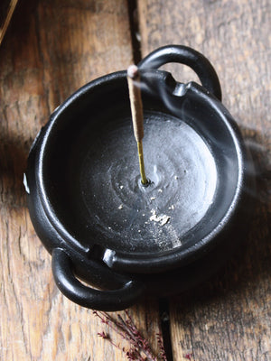 Moon + Pentacle Cauldron Incense Burner