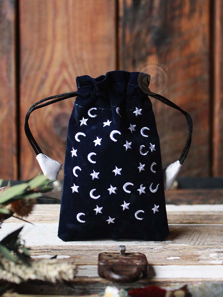 Moon + Stars Velvet Tarot or Crystal Bag