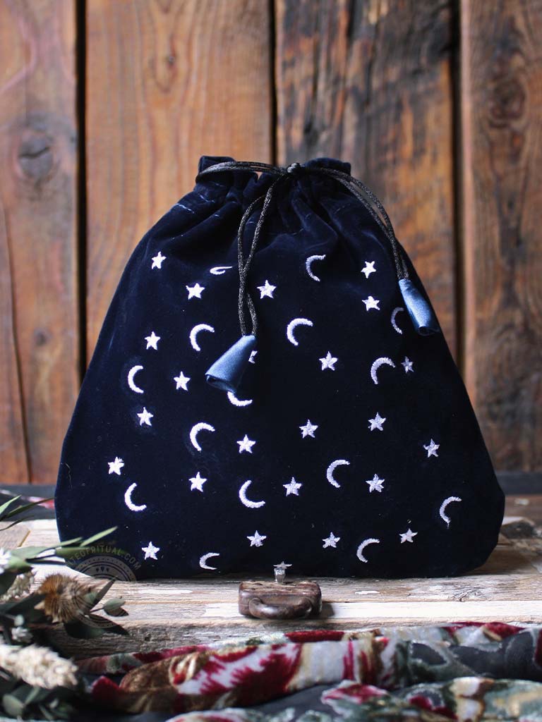 Moon and Stars Large Velvet Tarot Bag