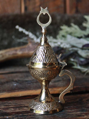 Ornate Flip Top Brass Incense Burner