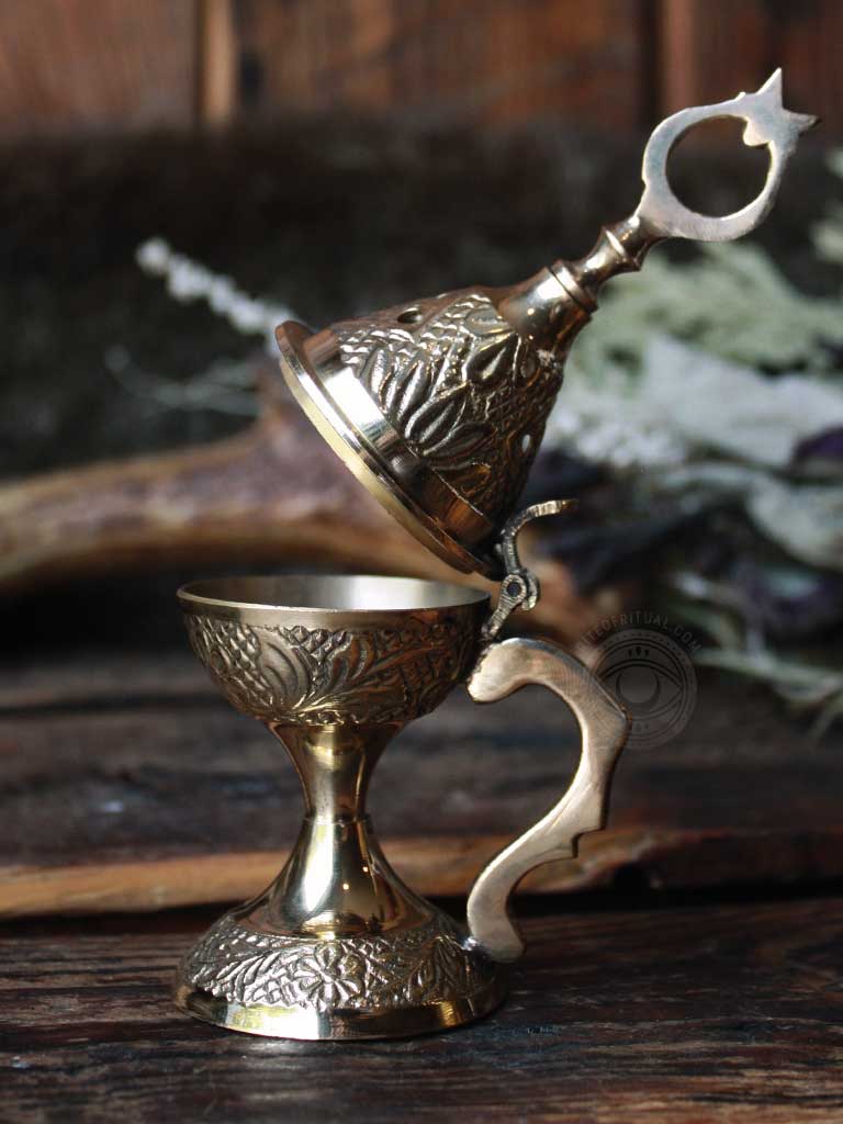 Ornate Flip Top Brass Incense Burner