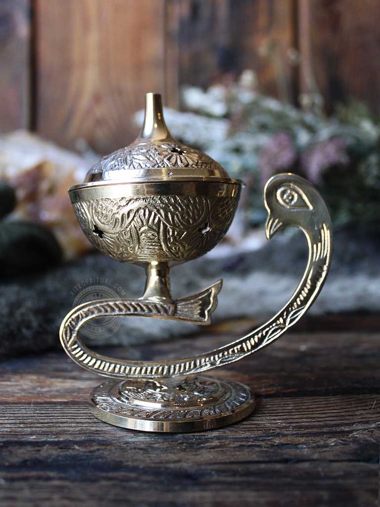 Peacock Brass Incense Burner