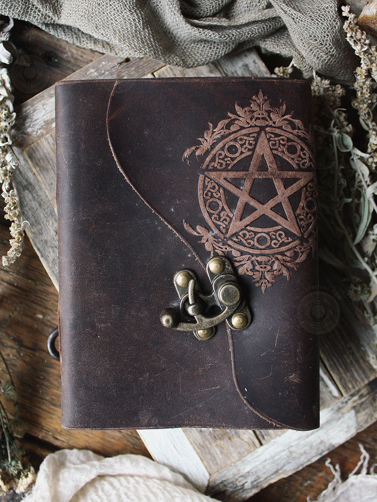 Pentagram Latch Closure Leather Journal
