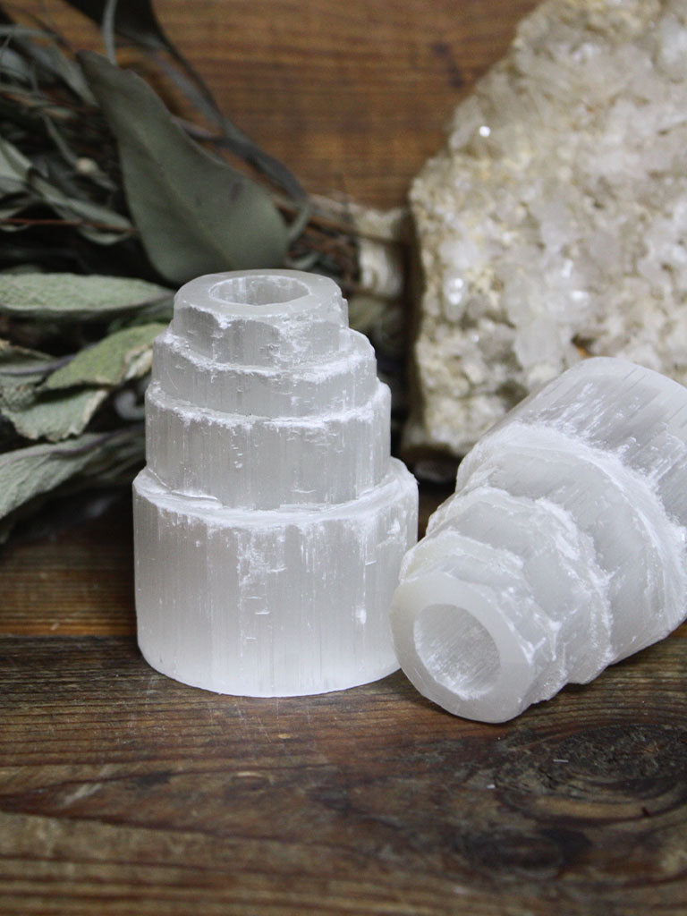 Selenite Chime Candle Holders