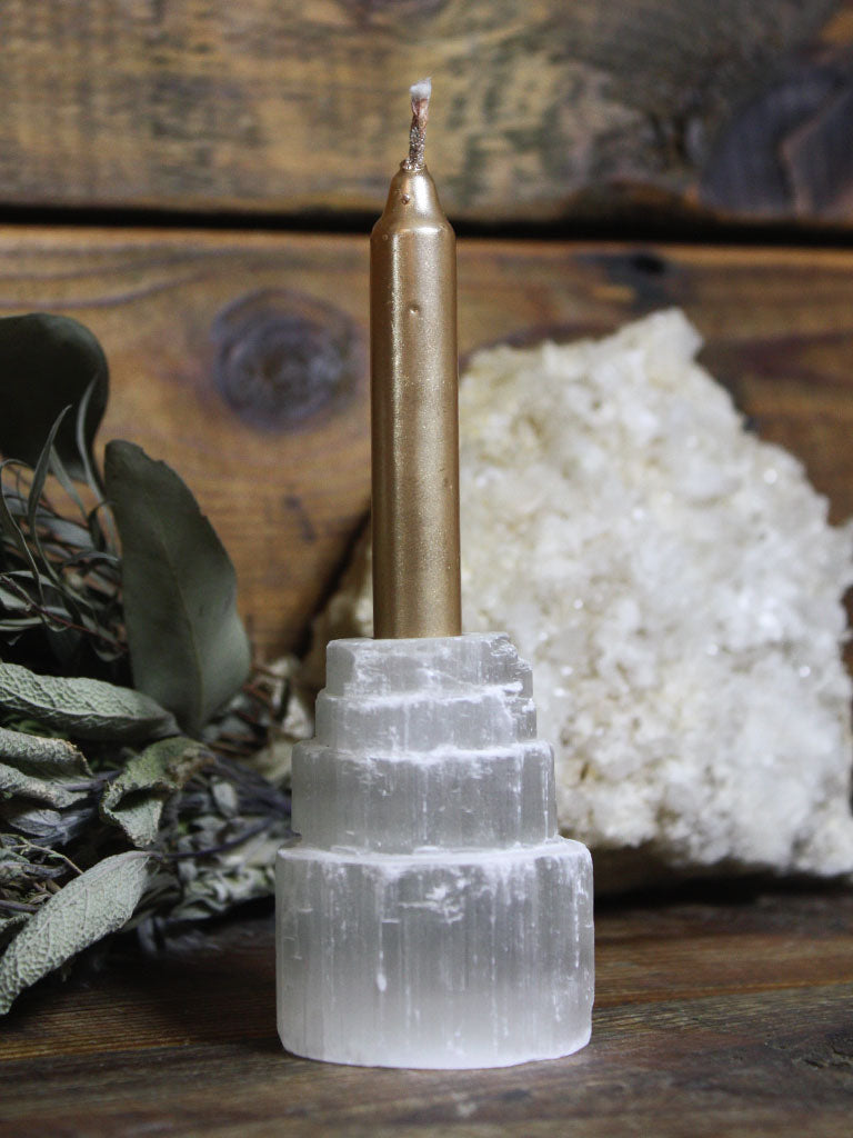 Selenite Chime Candle Holders