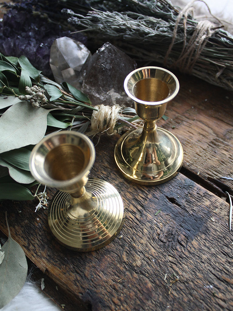 Simple and Sweet Brass Taper Candle Holders - Rite of Ritual