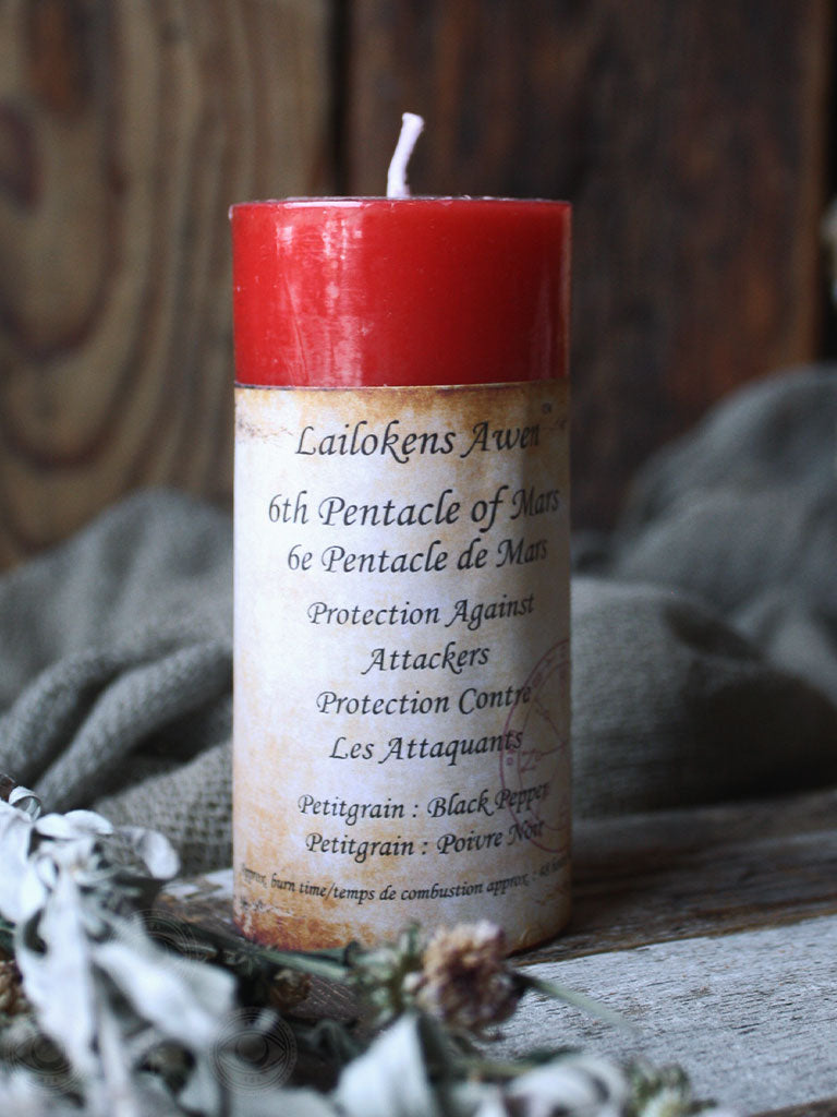 Sixth Pentacle of Mars Spell Candle - Protection Against Attackers