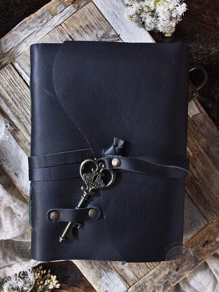 Soft Leather Black Journal with Key Closure
