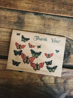 Butterfly Thank You Wood Folding Card - Rite of Ritual
