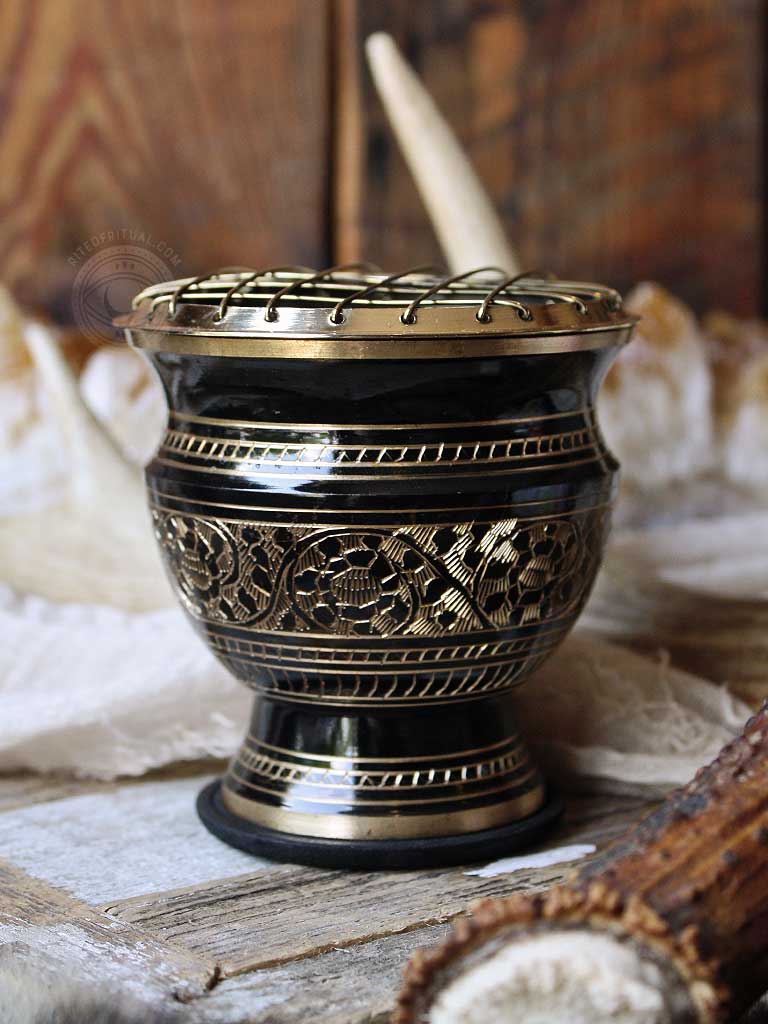 Tall Etched Black Brass Burner + Coaster