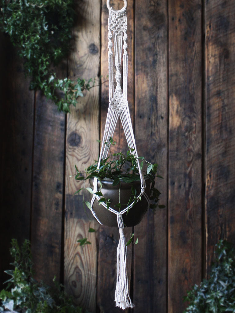 macrame plant hanger with crystals The Green Witch's Macrame Plant Hangers - Style 11