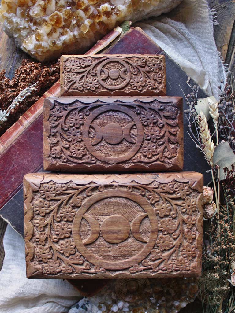 Triple Moon Wooden Ritual Nesting Boxes