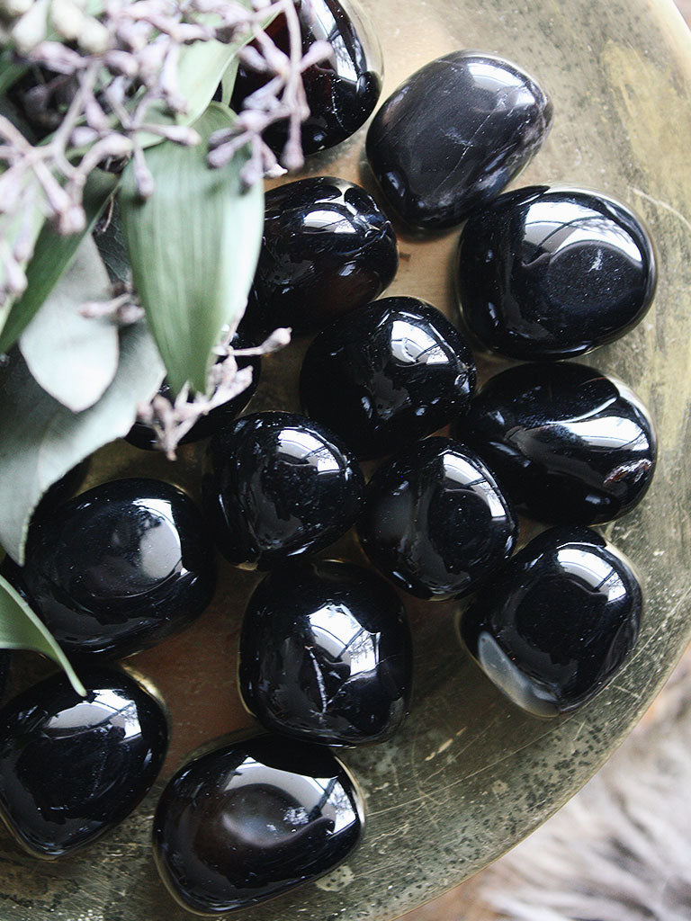 Tumbled Black Agate