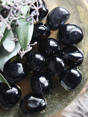 Tumbled Black Agate
