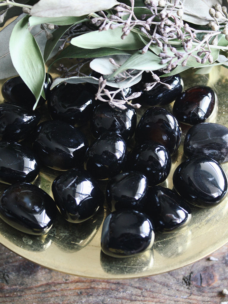 Tumbled Black Agate