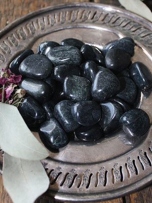 Tumbled Black Jade