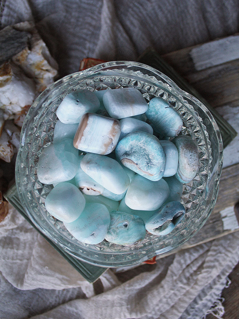 Tumbled Caribbean Blue Calcite