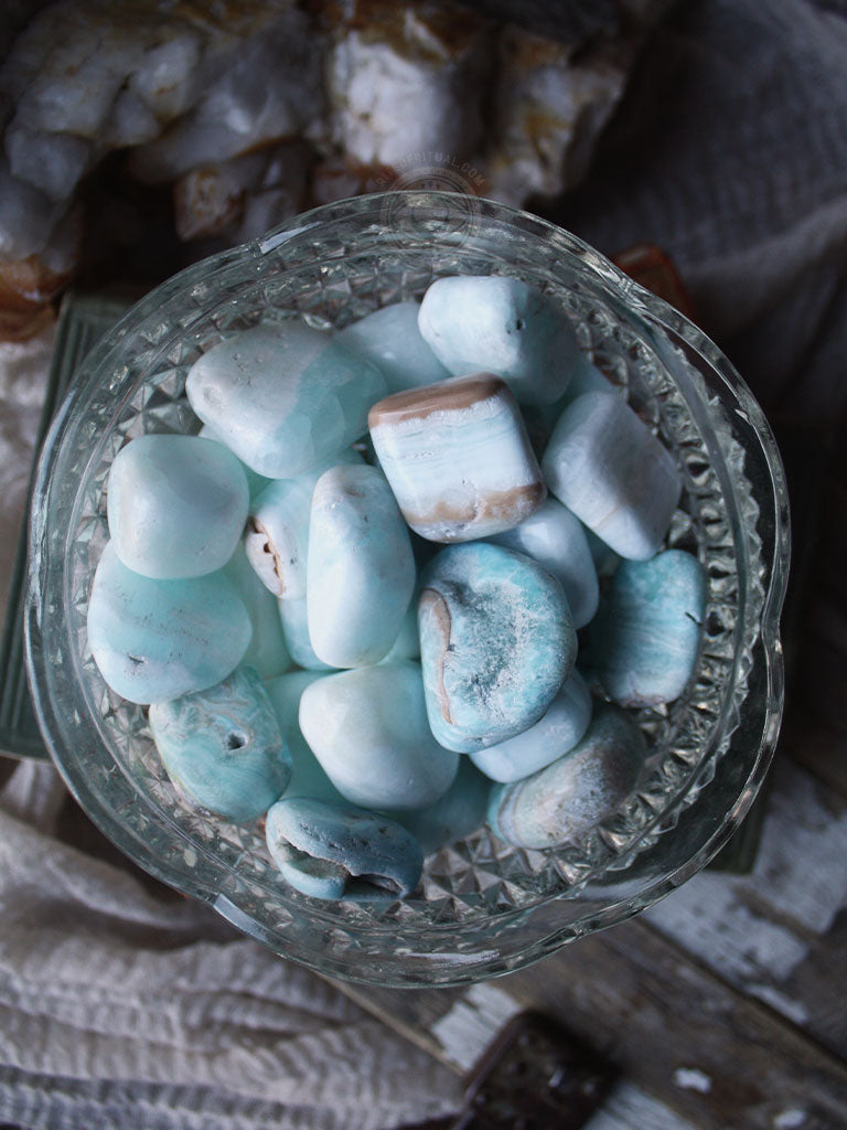 Tumbled Caribbean Blue Calcite