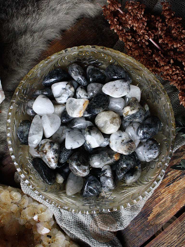 Tumbled Tourmalinated Quartz