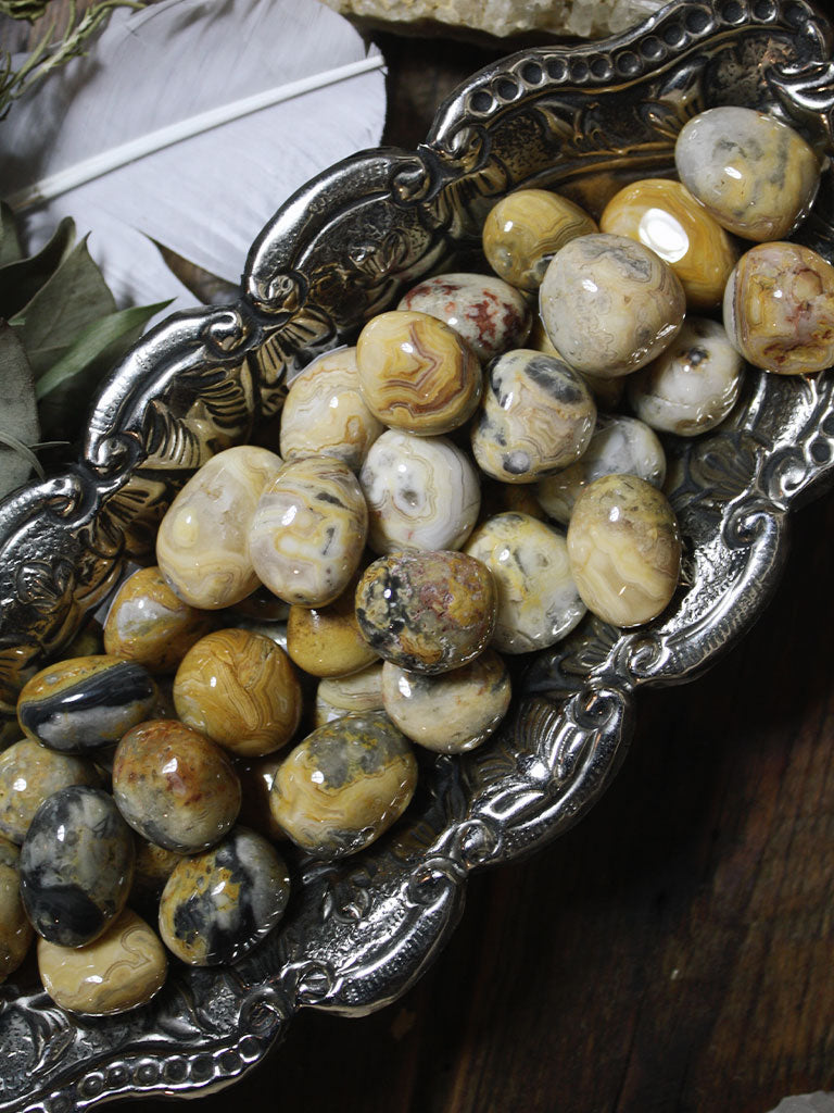 Tumbled Yellow Crazy Lace Agate