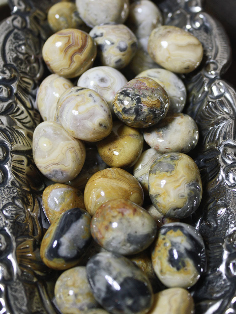 Tumbled Yellow Crazy Lace Agate