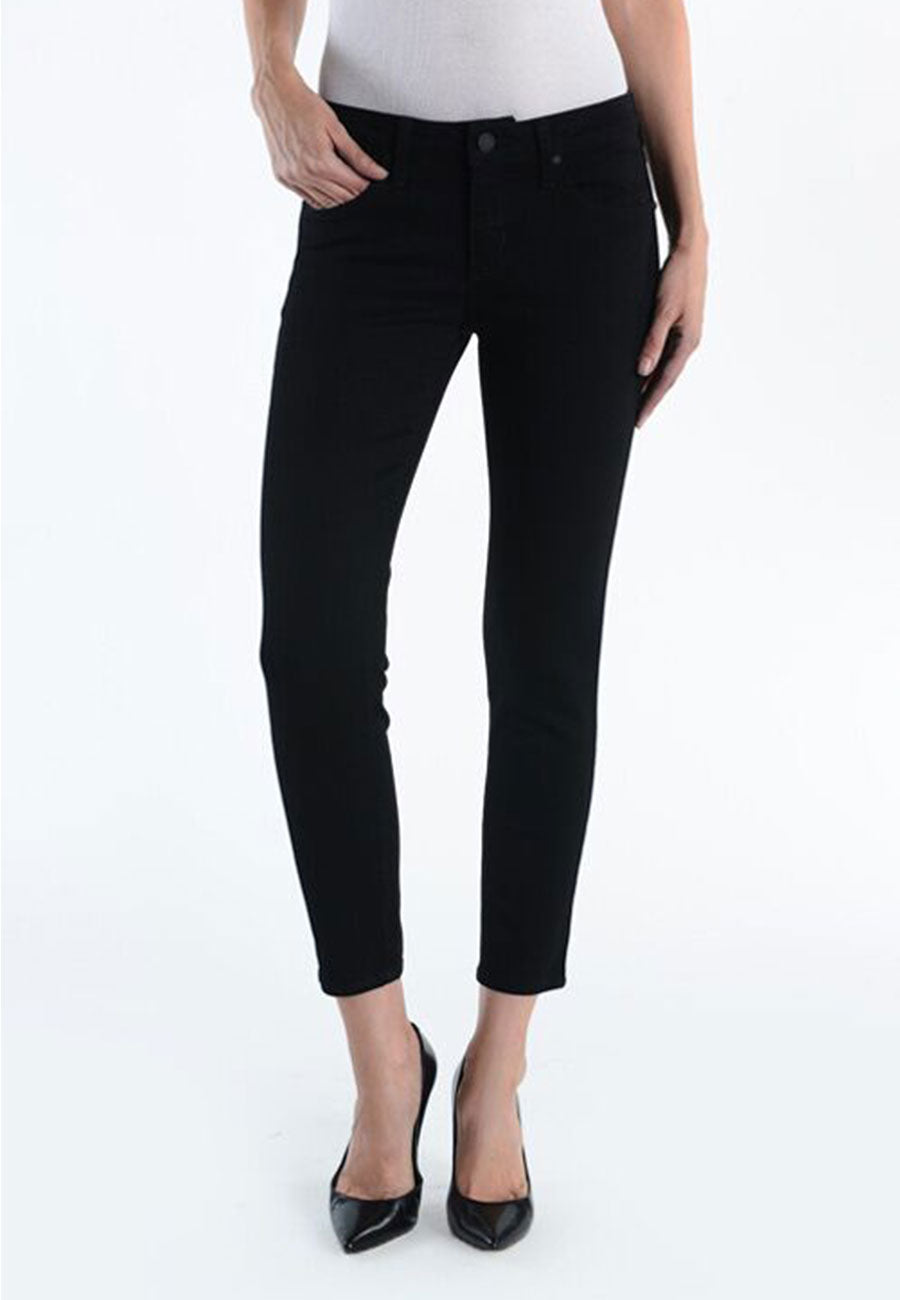 Super Skinny Mid Rise Cropped Black Jeans