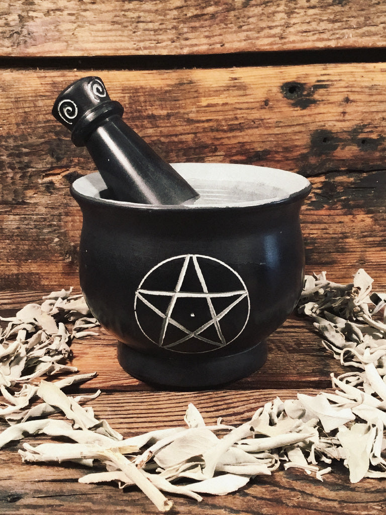 Pentagram Soapstone Mortar + Pestle
